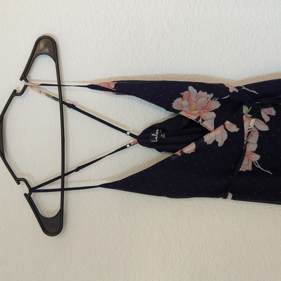 Lulus Floral Wrapped Maxi Dress Navy Blue Sz Medium wedding summer beach resort - Picture 4 of 10